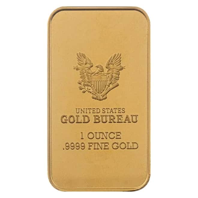 1 oz United States Gold Bureau Gold Bar .9999 Fine (in Assay)