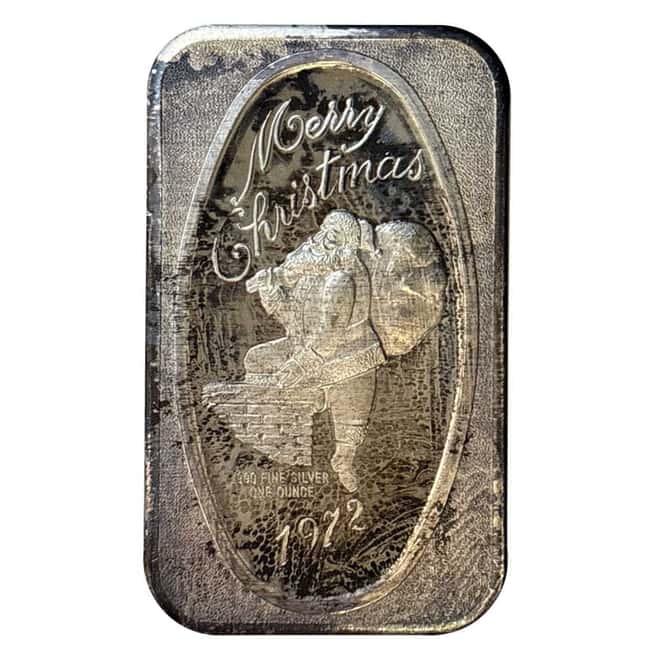 1 oz Vintage Christmas Art Silver Bar .999 Fine (Random Design)
