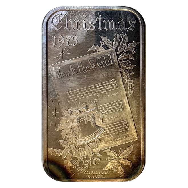 1 oz Vintage Christmas Art Silver Bar .999 Fine (Random Design)