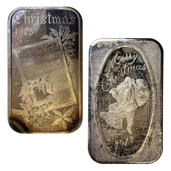 1 oz Vintage Christmas Art Silver Bar .999 Fine (Random Design)