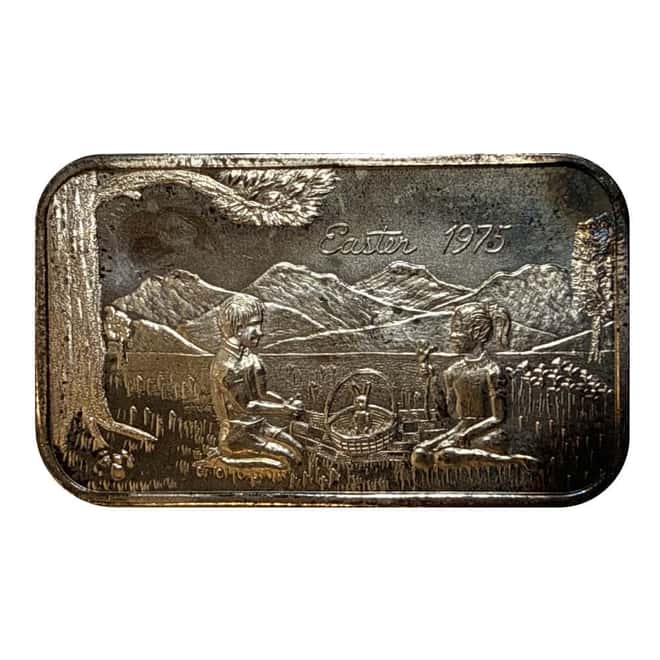 1 oz Vintage Random Design Art Silver Bar .999 Fine