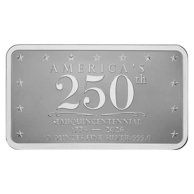 10 oz Liberty Bell 250th Anniversary Silver Bar .999 Fine