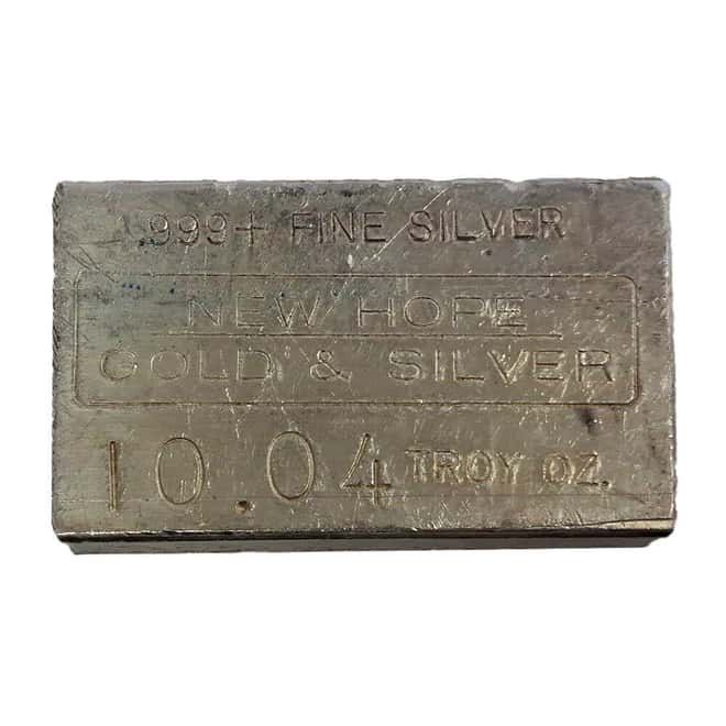 10.04 oz New Hope Gold & Silver Vintage Silver Bar .999+ Fine
