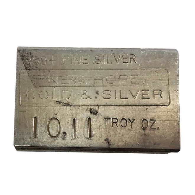 10.11 oz New Hope Gold & Silver Vintage Silver Bar .999+ Fine