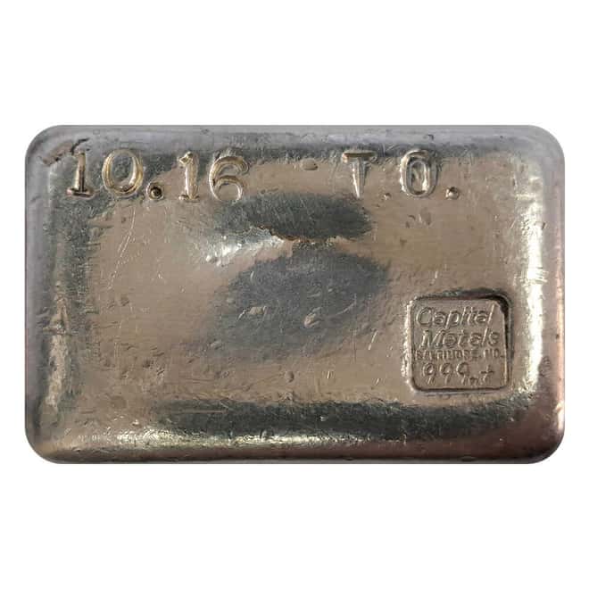 10.16 oz Capital Metals Vintage Silver Bar .999+ Fine