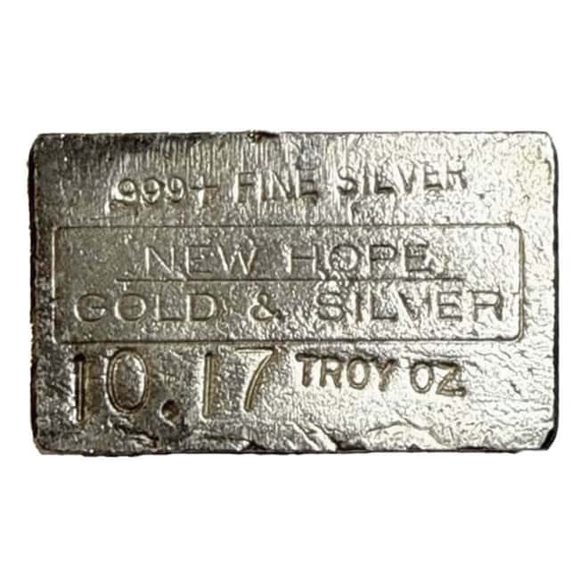 10.17 oz New Hope Gold & Silver Vintage Silver Bar .999+ Fine