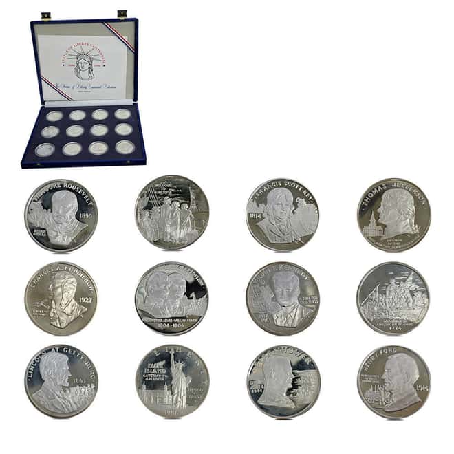10.1 oz JM Statue Of Liberty Centennial Silver Coin/Medal Set (w/Box & COA)