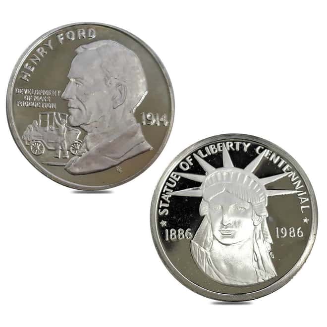 10.1 oz JM Statue Of Liberty Centennial Silver Coin/Medal Set (w/Box & COA)