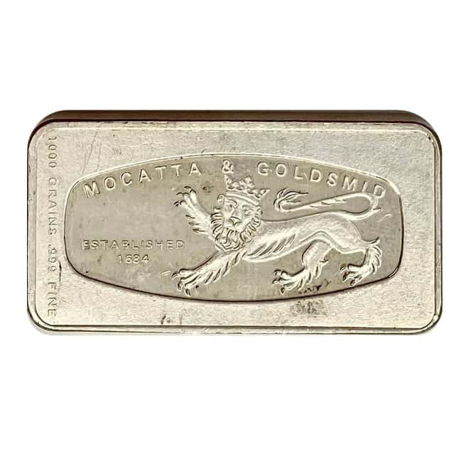 1000 grains Mocatta & Goldsmid Silver Vintage Bar .999 Fine (Secondary Market)