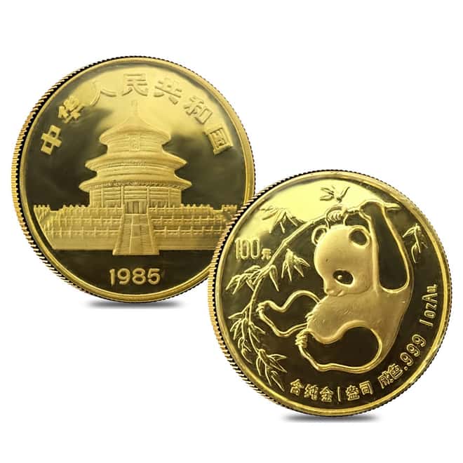 1985 1.9 oz Chinese Gold Panda 5-Coin Set BU (Sealed)