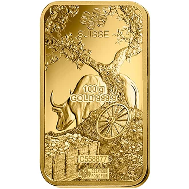 100 gram PAMP Suisse Year of the Ox Gold Bar (In Assay)