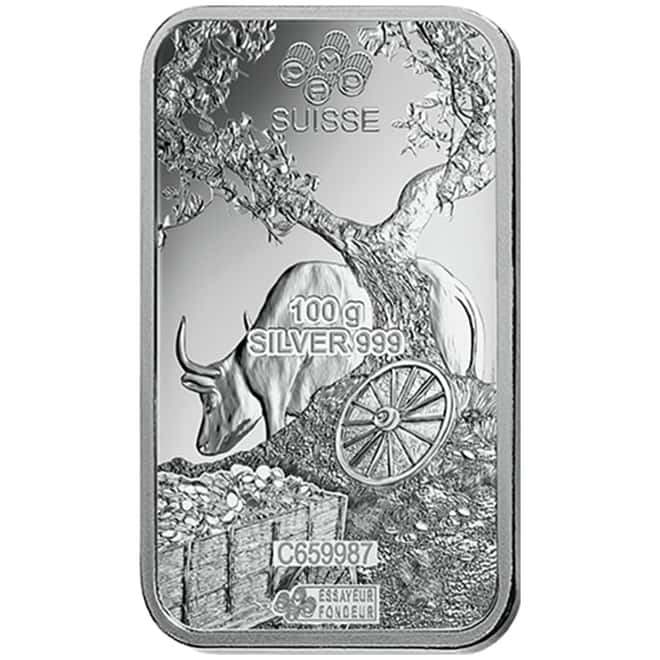 100 gram PAMP Suisse Year of the Ox Silver Bar (In Assay)