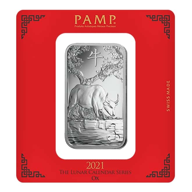 100 gram PAMP Suisse Year of the Ox Silver Bar (In Assay)
