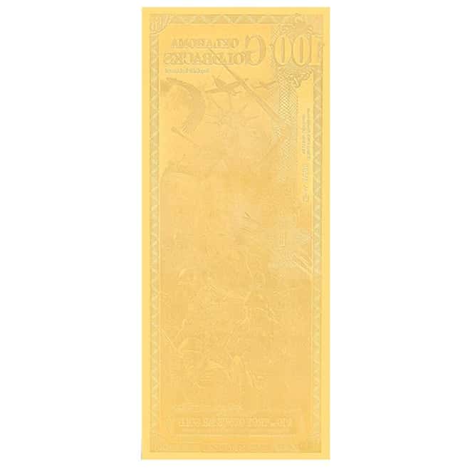 100 Oklahoma Goldback 1 10 Oz 24k Gold Foil Aurum Note