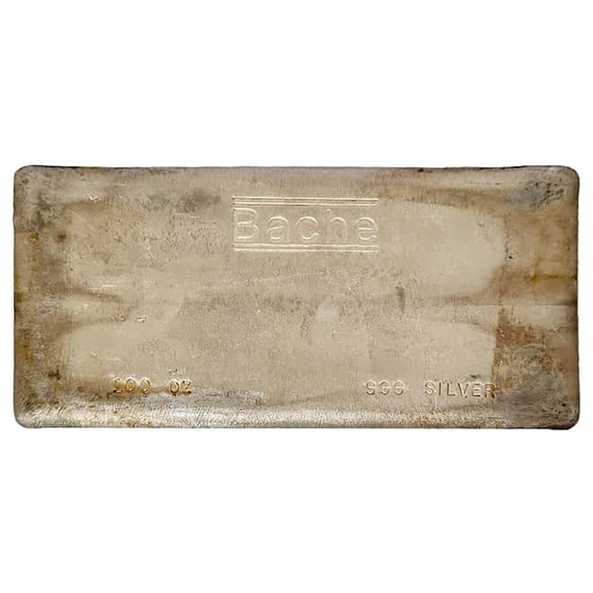 100 oz Bache Silver Bar .999 Fine