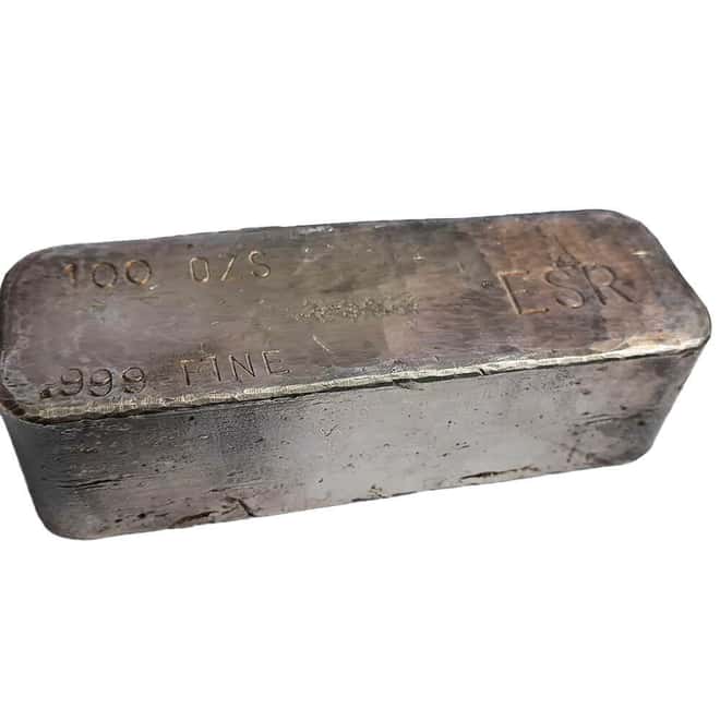 100 oz Empire International Inc. ESR Silver Bar .999 Fine