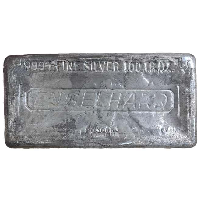 100 oz Engelhard Silver Bar .999 Fine 7th Series (K Prefix Anomaly, LQ Rotary Dial Anomaly)