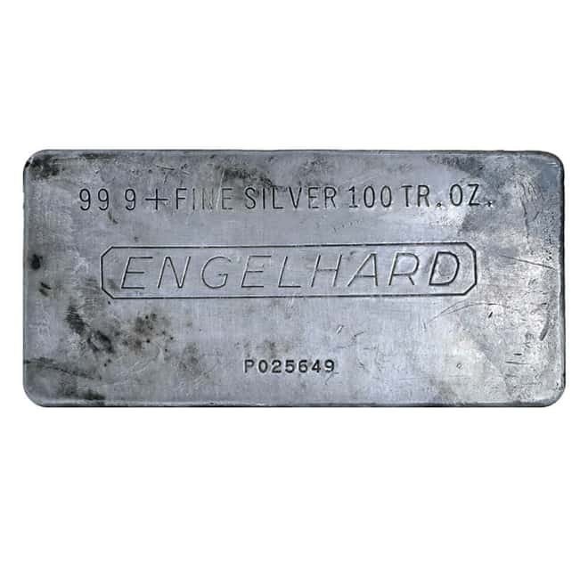 100 oz Engelhard Silver Vintage Bar .999+ Fine (4th Series, Purity Space)