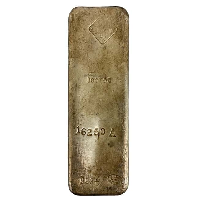 100 oz Silver Johnson Matthey (JM) Serial Number Vintage Bar .999 Fine