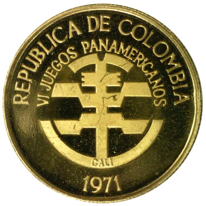 Colombia 1971 Pan American Games 4 piece Gold Set RARE 1.3686 oz Fine Gold