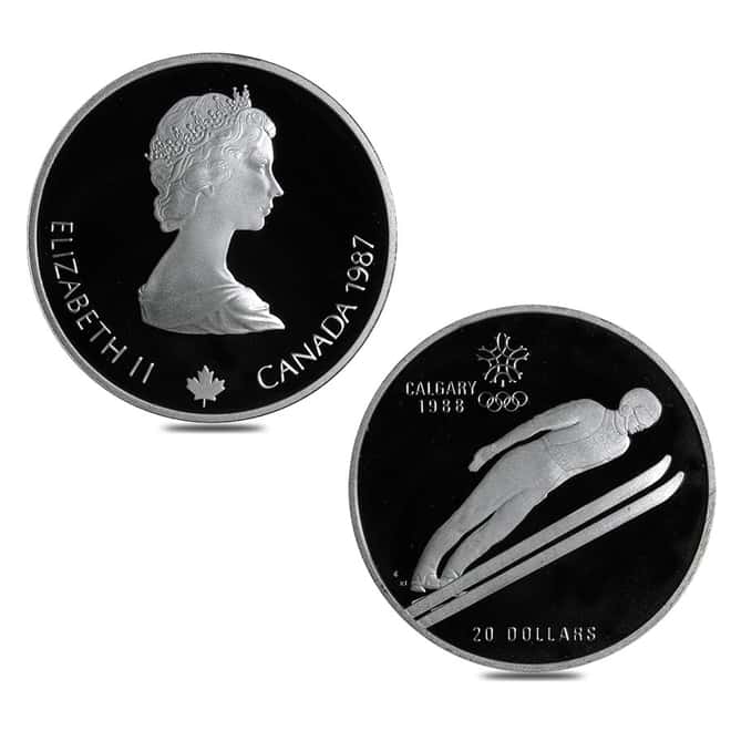 1985-1987 Canada 10 oz Calgary Olympics Proof Silver 10-Coin Set .925 Fine (w/Box & COA)
