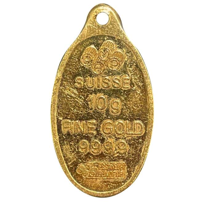 10 Gram Gold PAMP Suisse Lady Fortuna Oval Pendant .9999 Fine (Scruffy)