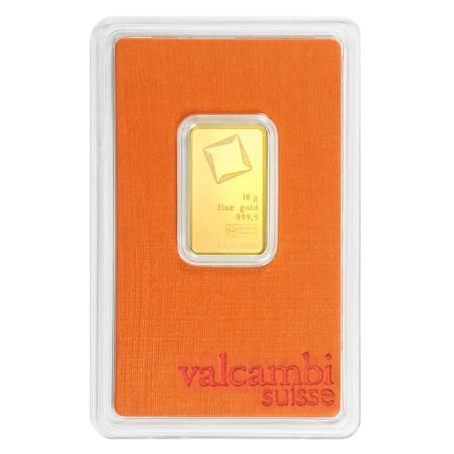 10 gram Gold Bar Valcambi Suisse .9999 Fine (In Assay)