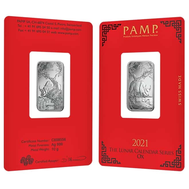 10 gram PAMP Suisse Year of the Ox Silver Bar (In Assay)