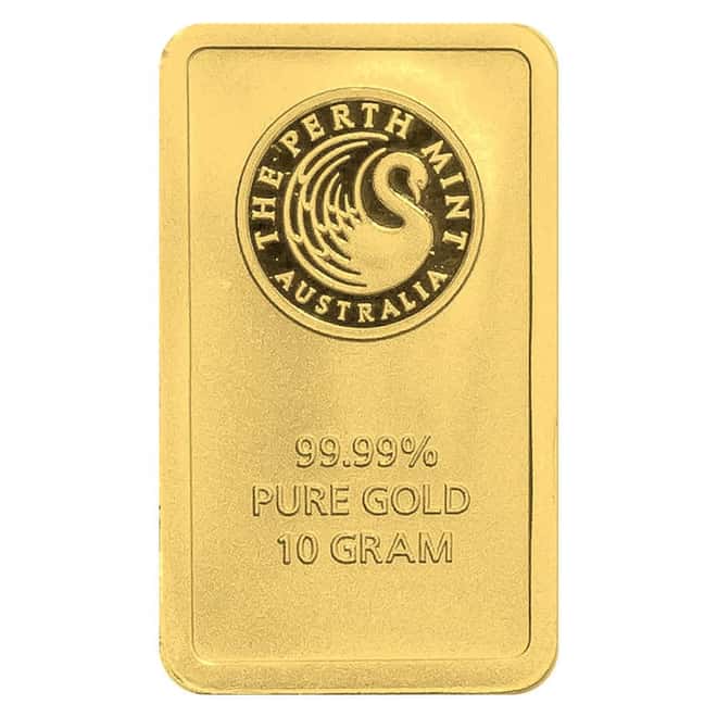 10 Gram Perth Mint Oriana Design Gold Bar .9999 Fine (in Assay)