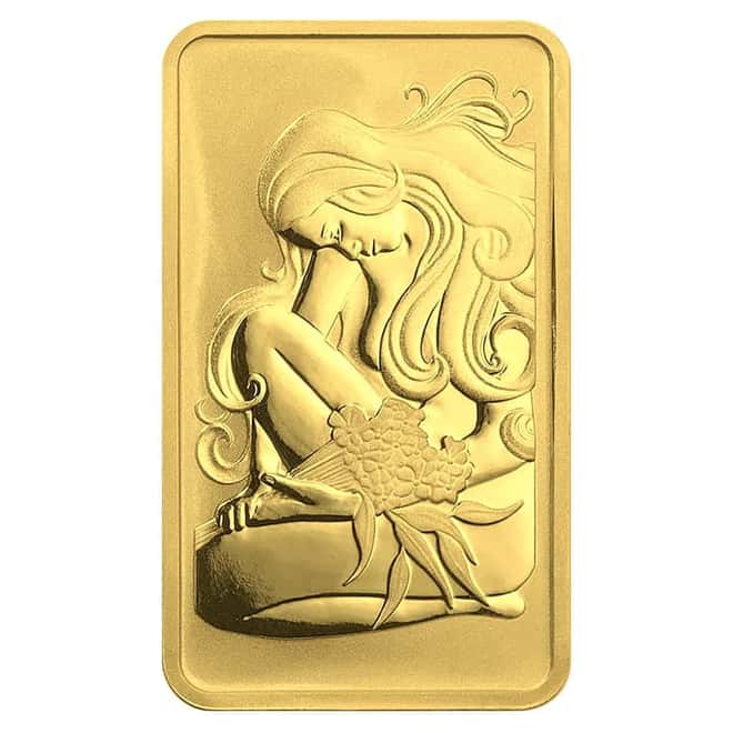 10 Gram Perth Mint Oriana Design Gold Bar .9999 Fine (in Assay)
