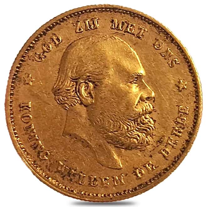 10 Guilder/Gulden Netherlands Gold Coin Avg Circ (Random Year)