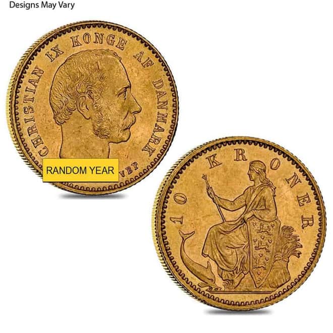 10 Kroner Denmark Gold Coin AGW .1296 oz AU/BU (Random Year)