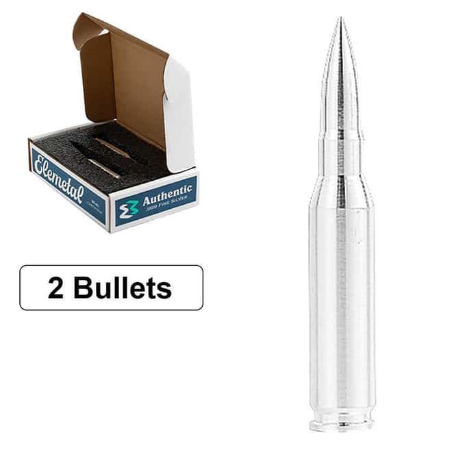 10 oz .50 Caliber Solid Silver Bullet