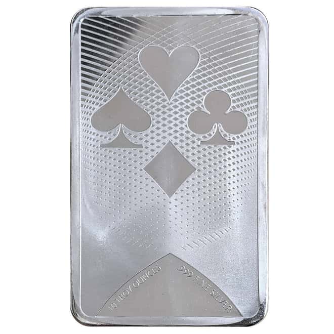 10 oz Ace of Diamonds Silver Bar .999 Fine