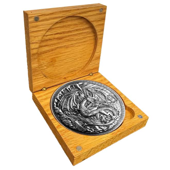 10 oz Dragon vs Vikings Ultra High Relief Fantasy Silver Round .999 Fine (w/Box)