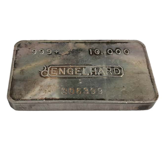 10 oz Engelhard Canada Bull Logo Silver Bar .999+ Fine (2nd Series, Wide Spacing)