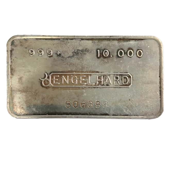 10 oz Engelhard Canada Bull Logo Silver Bar .999+ Fine (2nd Series, Wide Spacing)