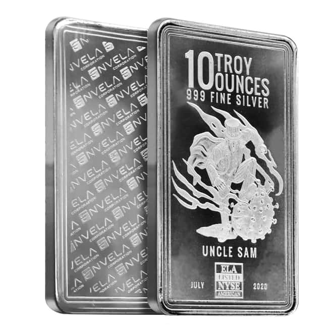 10 oz Envela Uncle Sam COVID-19 Silver Bar .999 Fine (Sealed)