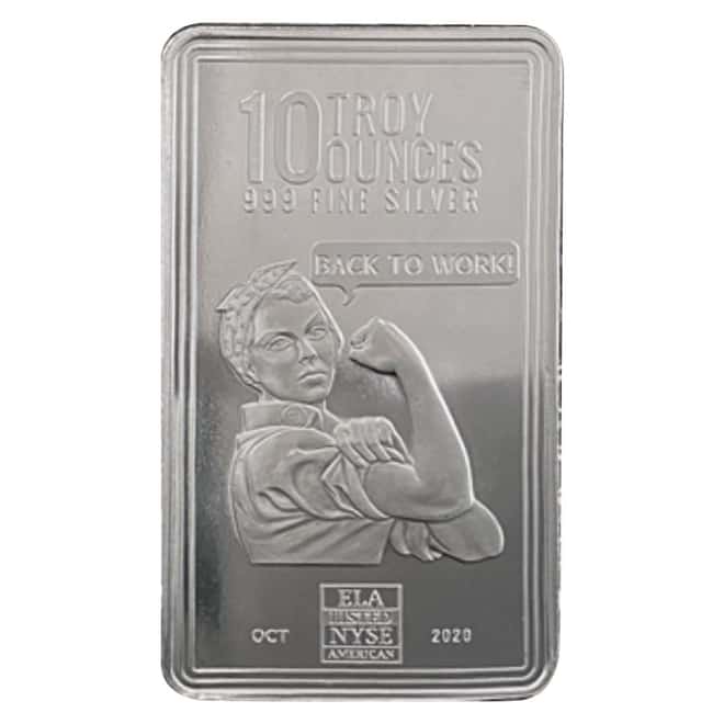 10 oz Envela Back To Work COVID-19 Silver Bar .999 Fine