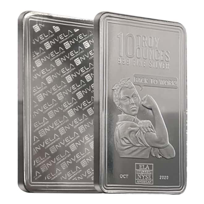 10 oz Envela Back To Work COVID-19 Silver Bar .999 Fine