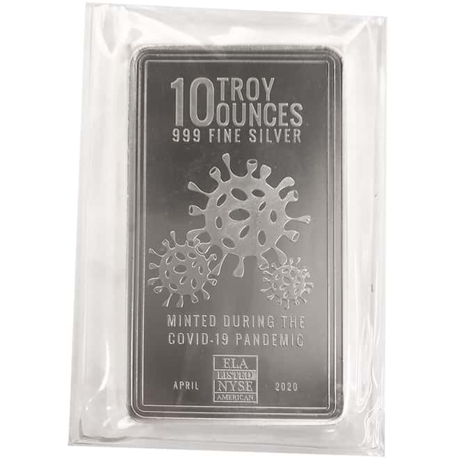 10 oz Envela COVID-19 Silver Bar .999 Fine (Sealed)