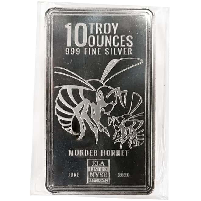 10 oz Envela Murder Hornet Silver Bar .999 Fine (Sealed)