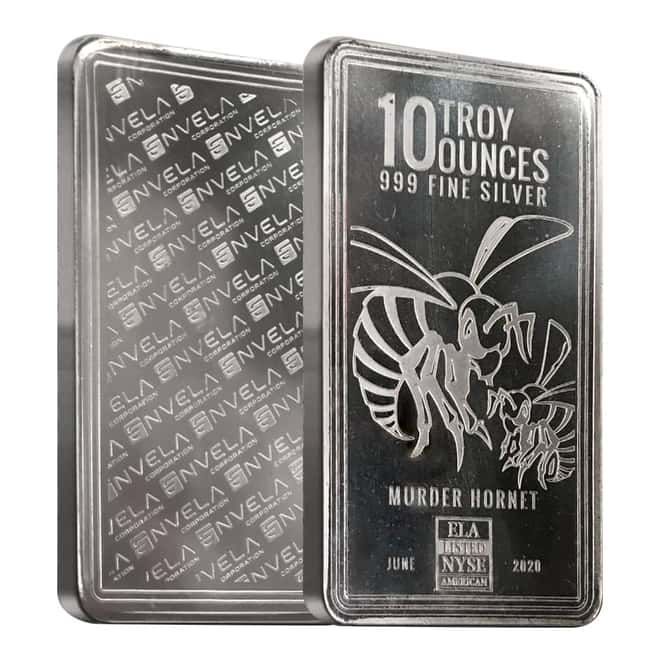 10 oz Envela Murder Hornet Silver Bar .999 Fine (Sealed)