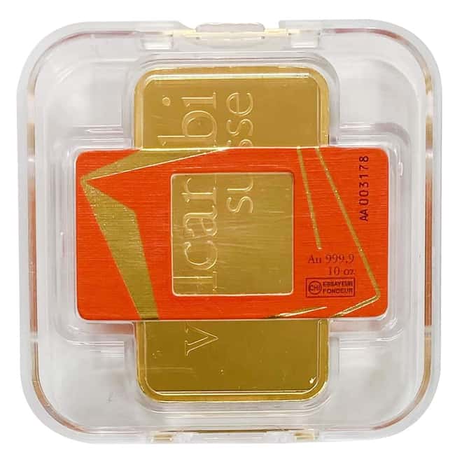10 oz Gold Bar Valcambi Suisse .9999 Fine (w/Assay)