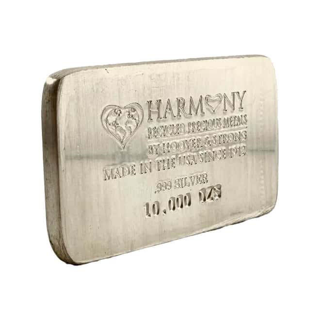 10 oz Hoover & Strong Harmony Recycled Precious Metals Silver Bar .999 Fine