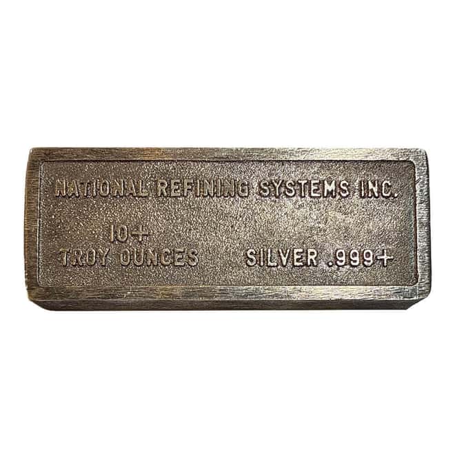 10 oz National Refining Systems Inc. Vintage Silver Bar .999 Fine