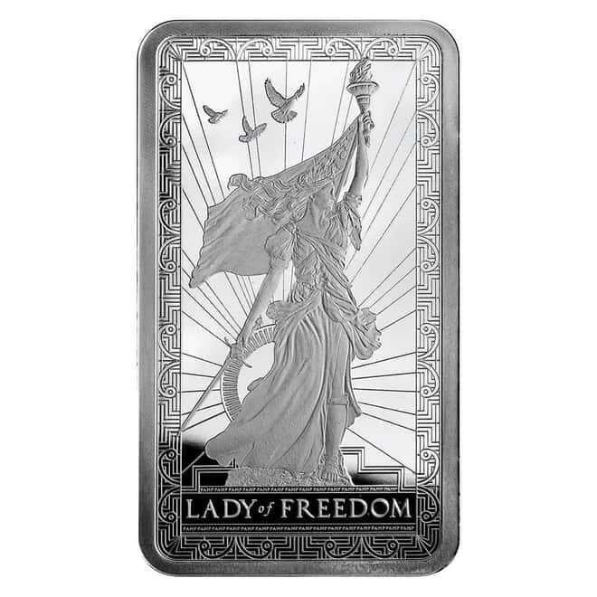 NO SEAL - 10 oz PAMP Lady of Freedom Silver Bar .999 Fine