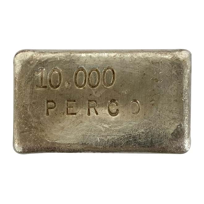 10 oz Perco Mint Vintage Silver Bar .999 Fine