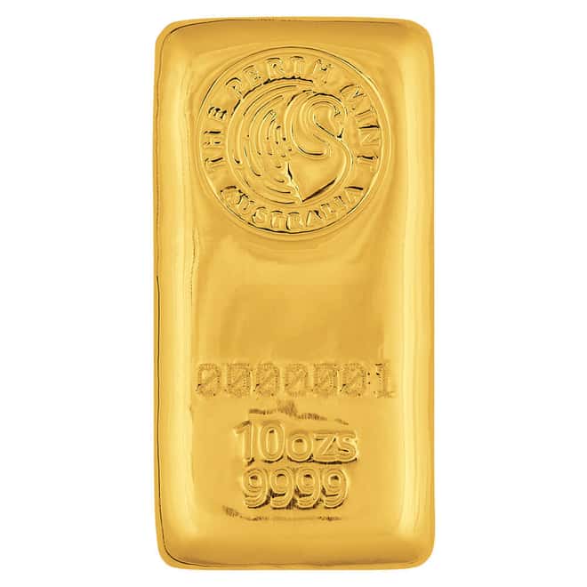 10 oz Perth Mint Cast Gold Bar .9999 Fine