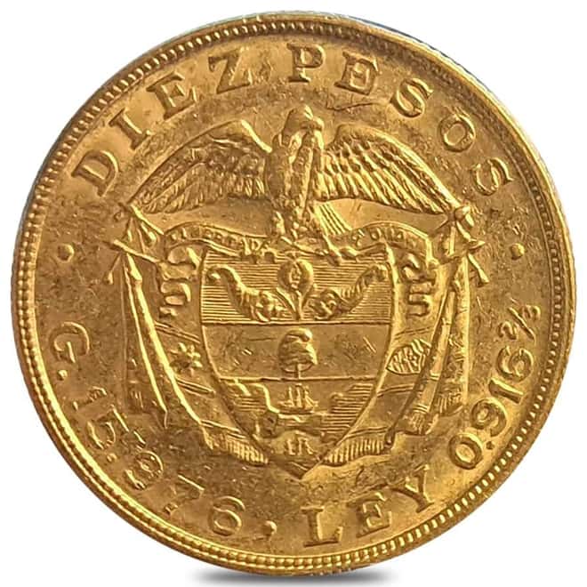 10 Pesos Colombia Gold Coin Avg Circ (Random Year)